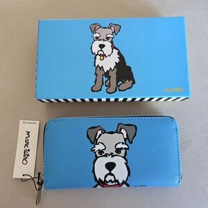 Marc Tetro Blue Schnauzer Zip Wallet & Gift Box NWT